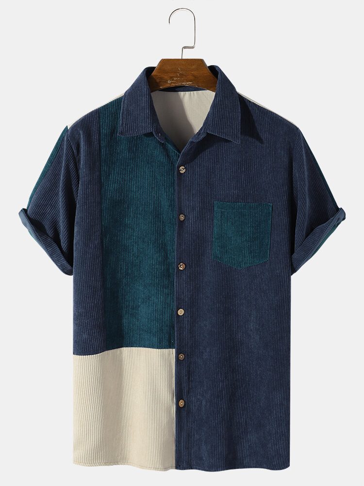 Casual Pocket Corduroy-skjorter For Menn