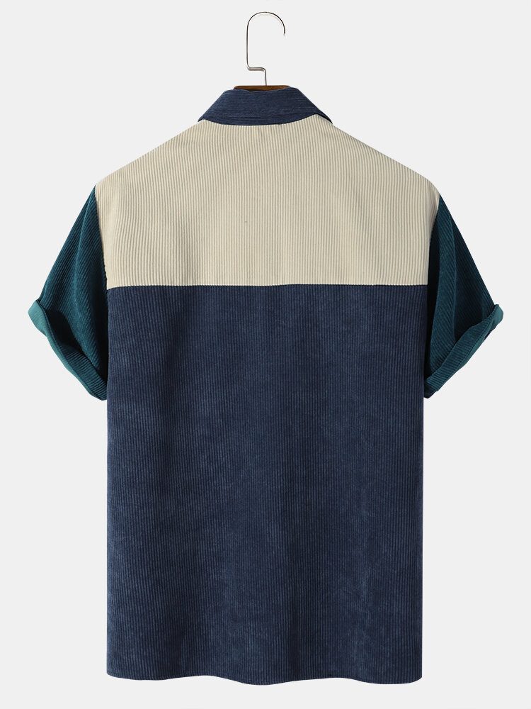 Casual Pocket Corduroy-skjorter For Menn