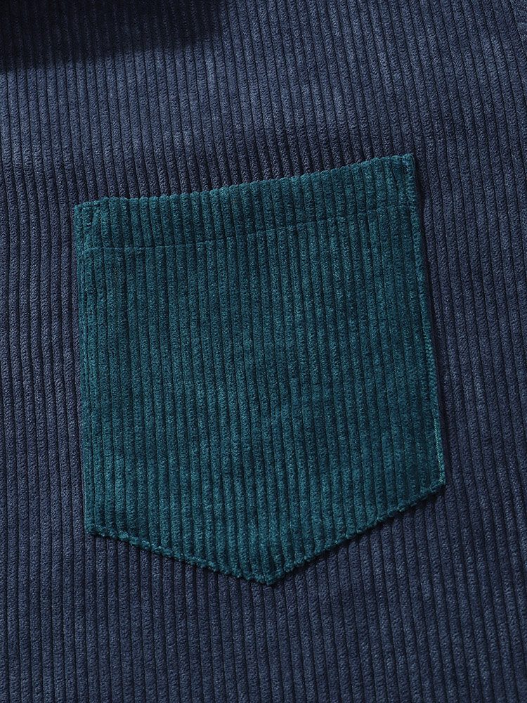 Casual Pocket Corduroy-skjorter For Menn