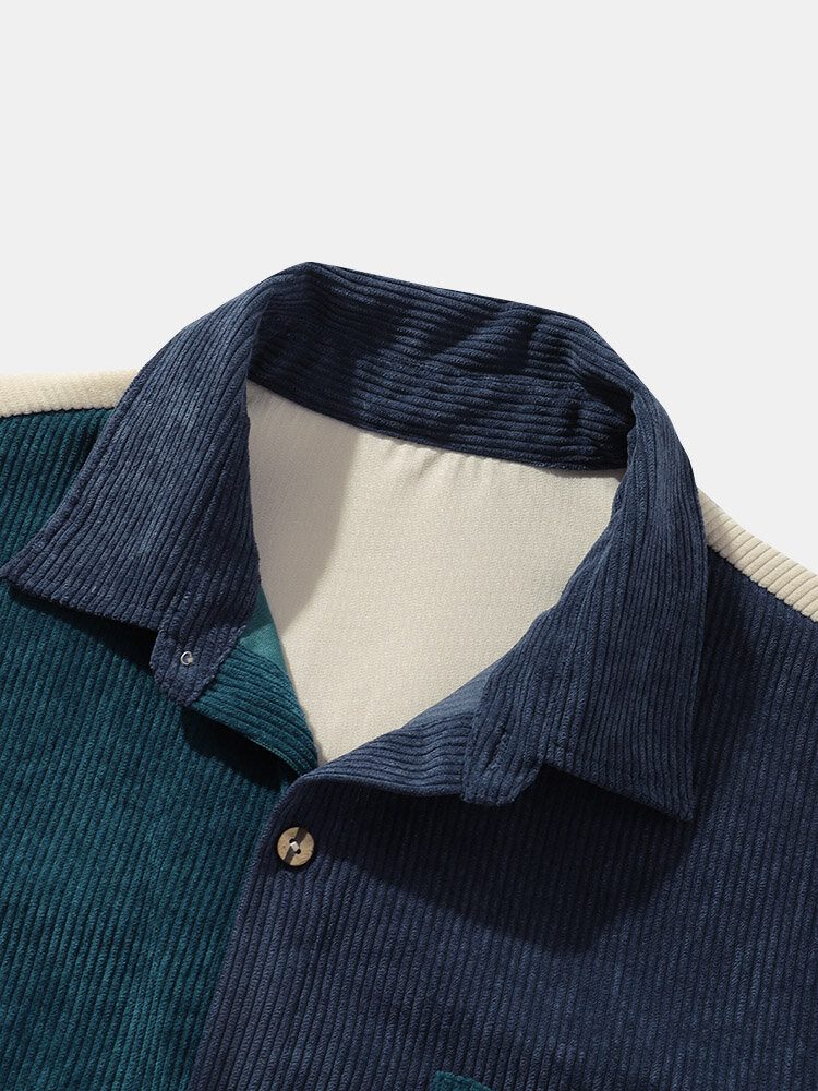 Casual Pocket Corduroy-skjorter For Menn