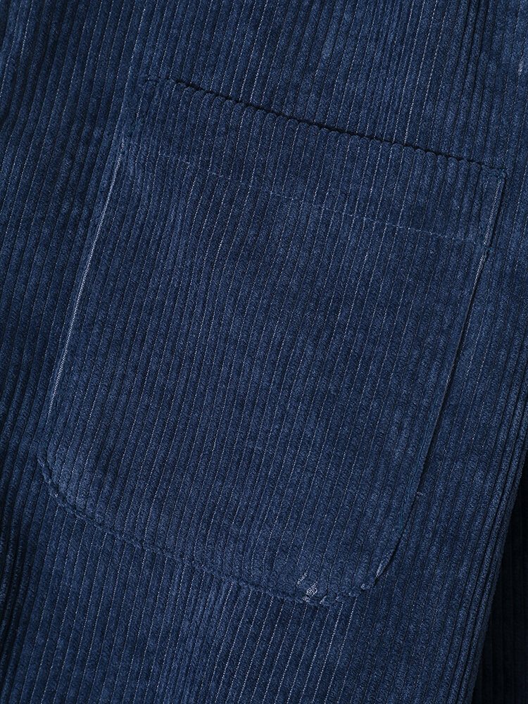 Corduroy Solid Glidelås For Herrer Basics Langermede Skjorter