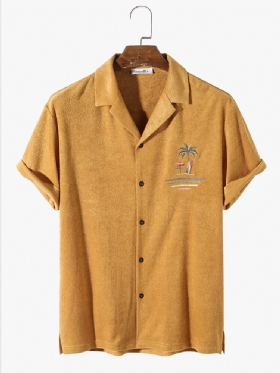 Frottéhåndkle For Menn Palm Tree Brodery Cabana-skjorter