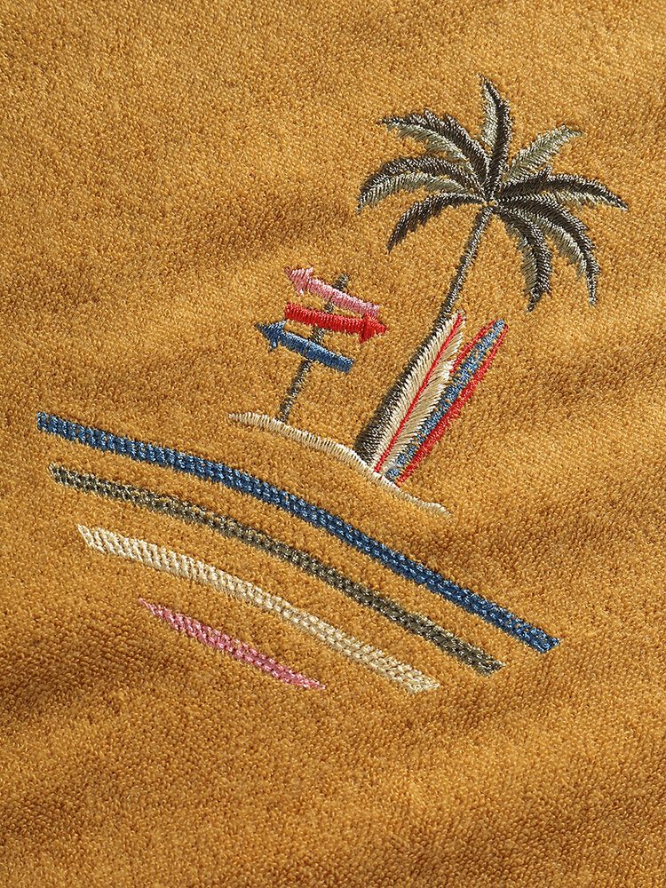 Frottéhåndkle For Menn Palm Tree Brodery Cabana-skjorter