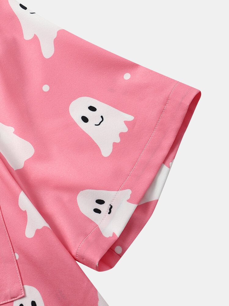 Ghost Cartoon Halloween Fritidsskjorter For Menn