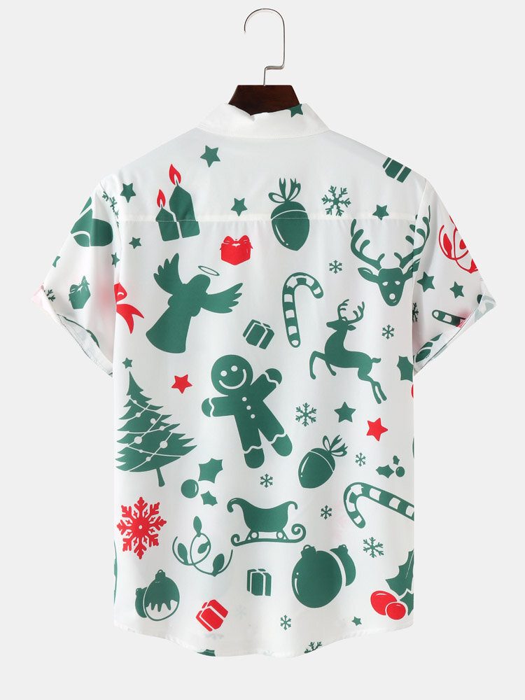 Herre All Over Christmas Element Print Button Up Kortermede Skjorter