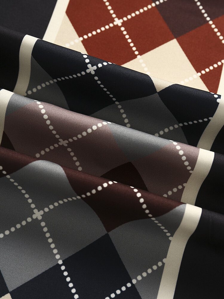 Herre Argyle Geometric Patchwork Hemsemansjett Kortermede Myke Komfortable Skjorter