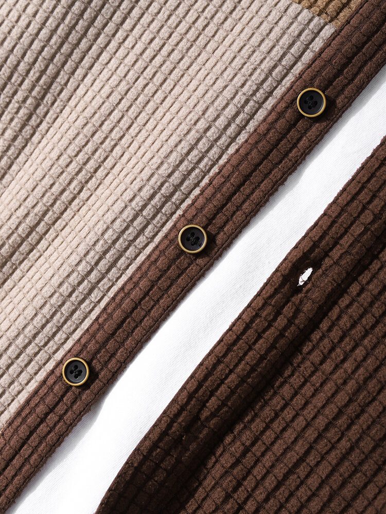 Herre Color Block Pocket Button Down Corduroy-skjorte