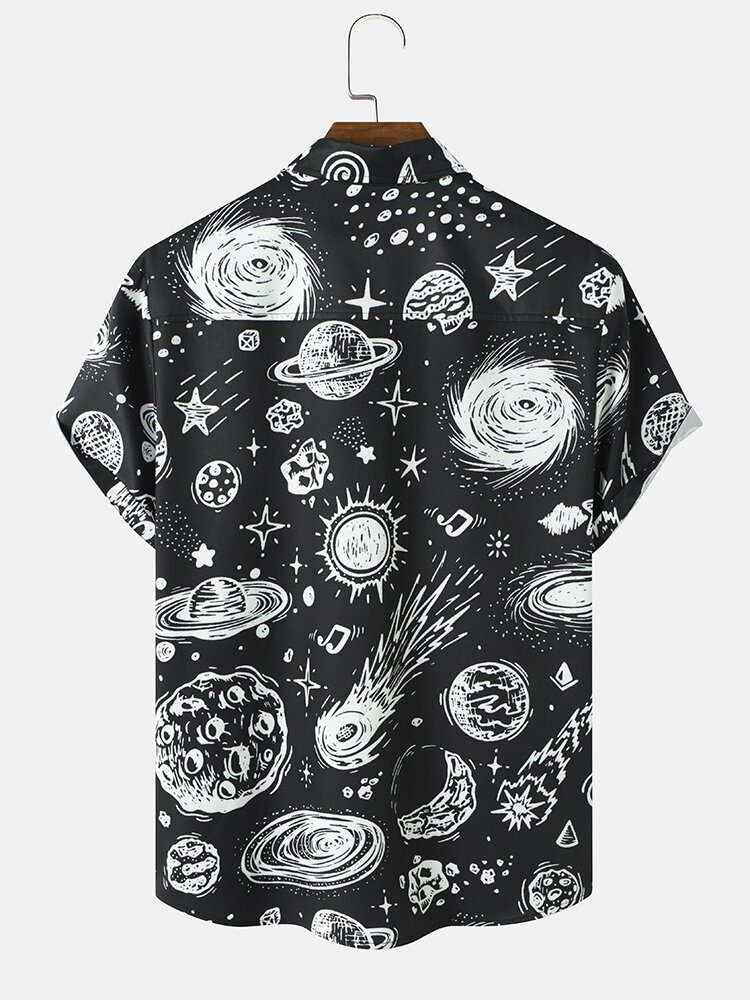 Herre Galaxy Print Star War Lapel Kortermet Casual Skjorter Med Knapper