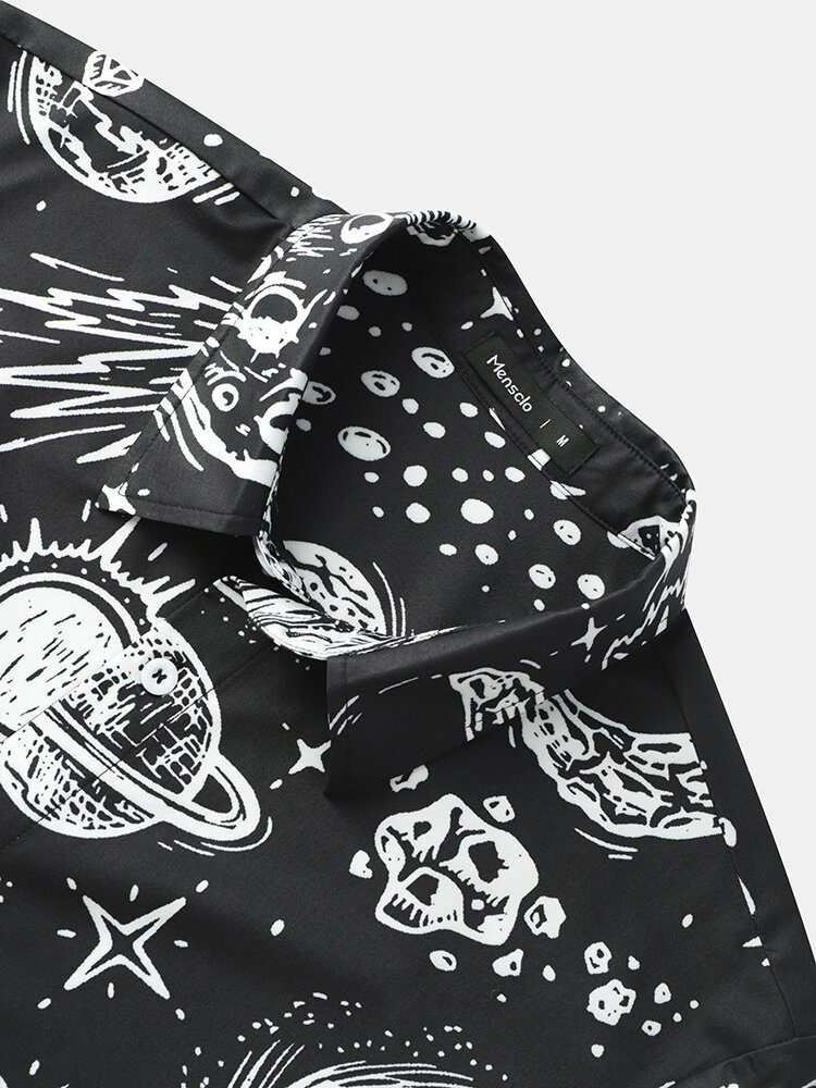 Herre Galaxy Print Star War Lapel Kortermet Casual Skjorter Med Knapper