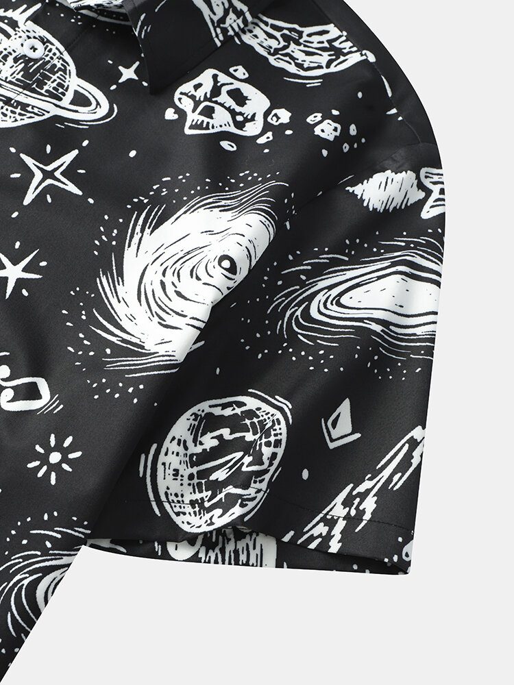 Herre Galaxy Print Star War Lapel Kortermet Casual Skjorter Med Knapper