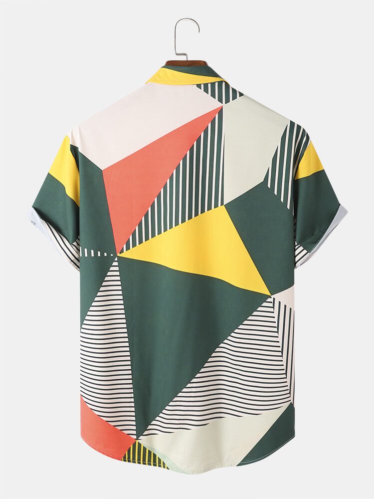 Herre Geometrisk Trykk Hawaii Style Graceful Leisure Alle Matchende Hudvennlige Skjorter