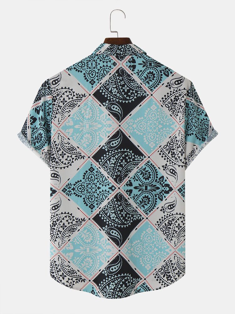 Herreskjerf Paisley Print Kortermede Fritidsskjorter