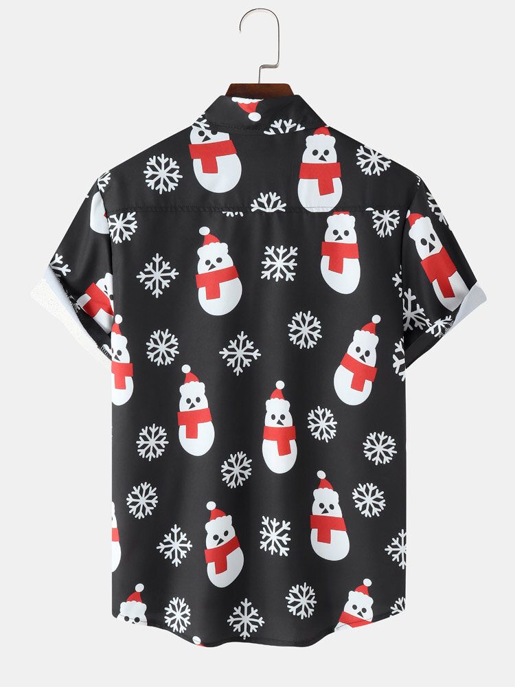 Menn Christmas Snow Man Snow Digital Printed Casual Short Shirts