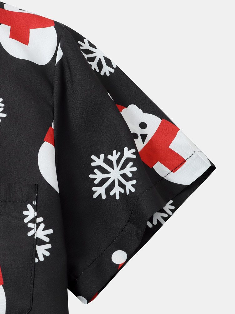 Menn Christmas Snow Man Snow Digital Printed Casual Short Shirts