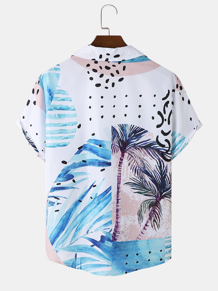 Menn Coconut Tree Print Beachwear Myk Comfy Pustende Alle Matchede Skjorter