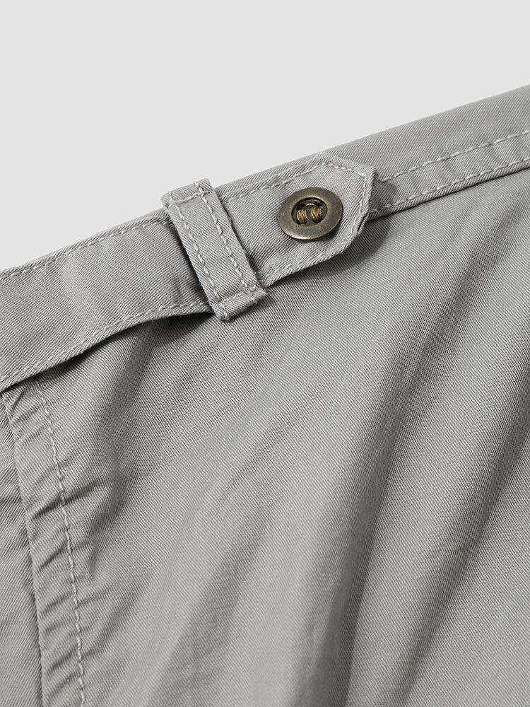 Menn Ensfarget Flate Pocket Button Kortermet Casual Skjorter