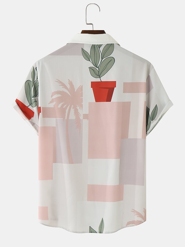 Menn Funny Print Plant Kortermet Hawaii Style Casual Skjorter