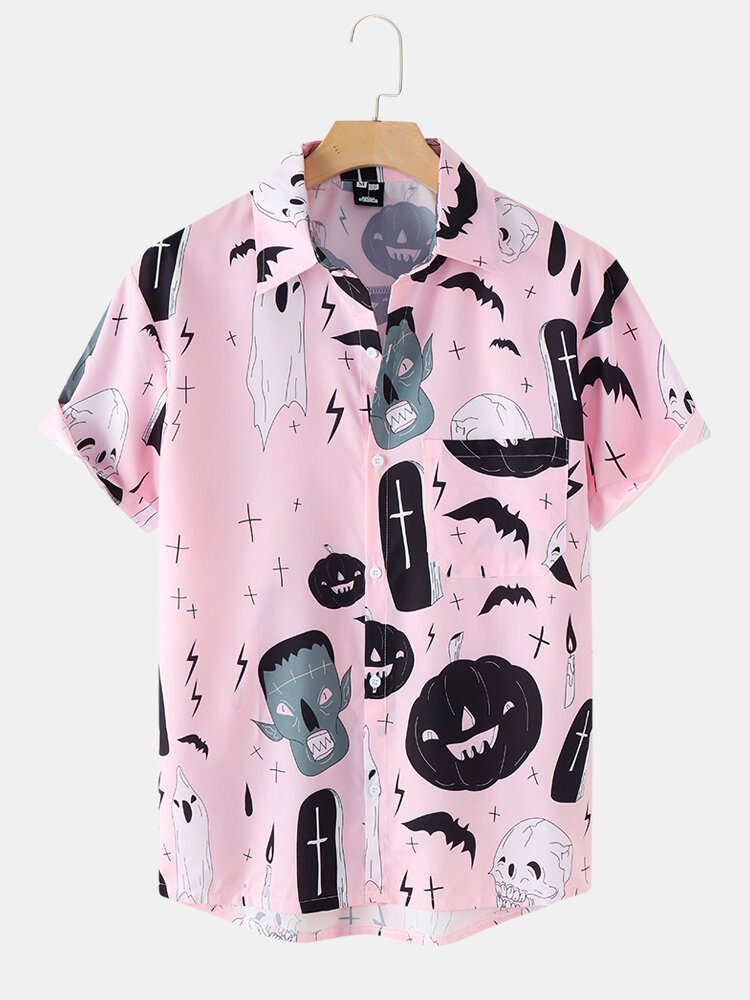 Menn Halloween Ghost Pumpkin Pattern Funny Shirt