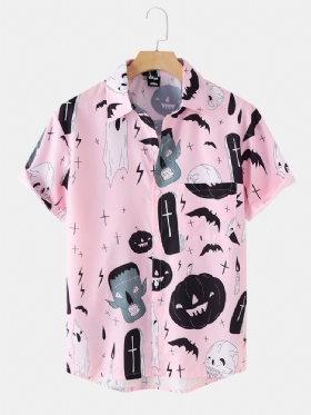 Menn Halloween Ghost Pumpkin Pattern Funny Shirt