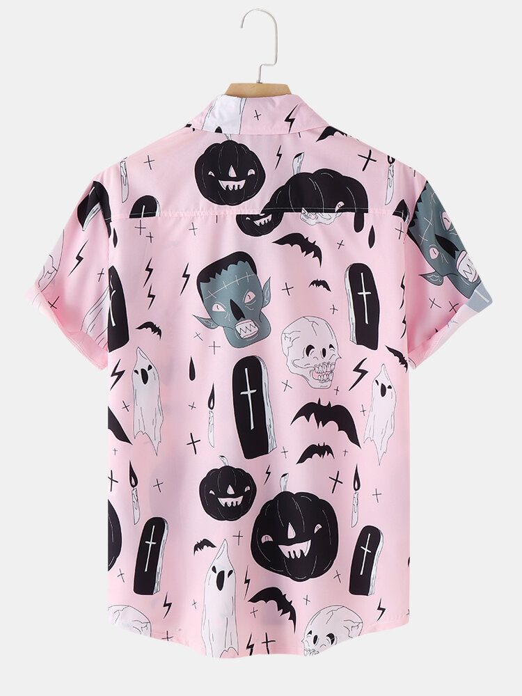 Menn Halloween Ghost Pumpkin Pattern Funny Shirt