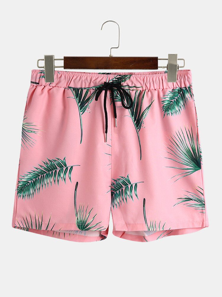 Menn Tropical Leaf Print Feriestil Uformelt Skjortesett