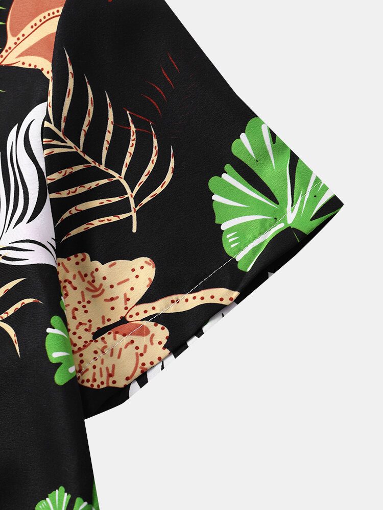 Menn Vintage Tropical Leaf Multi Color Alle Matchende Kortermede Fritidsskjorter