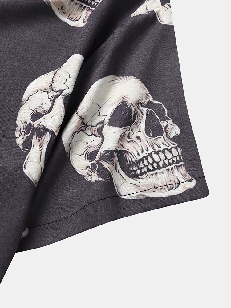 Skull Cartoon Casual Skjorter For Menn