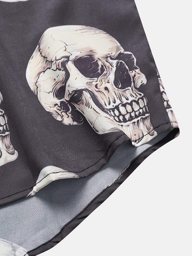 Skull Cartoon Casual Skjorter For Menn