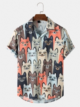 Søte Skjorter Med Tegneserier Med Hundetrykk For Katter For Menn