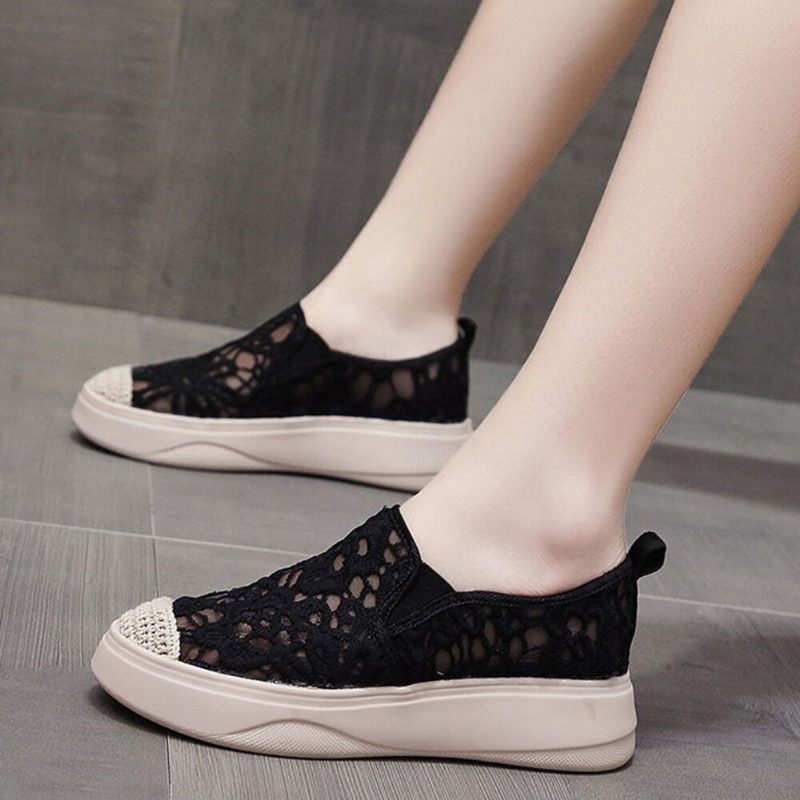 Dame Casual Floral Brodert Lace Sneakers