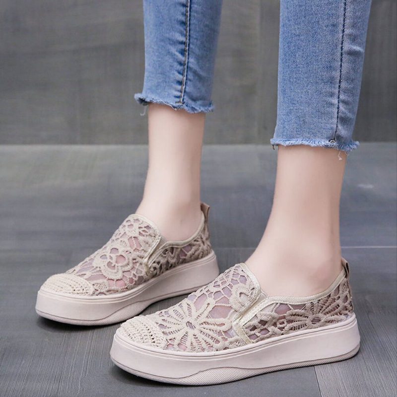 Dame Casual Floral Brodert Lace Sneakers