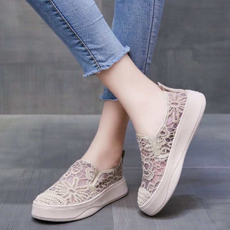 Dame Casual Floral Brodert Lace Sneakers