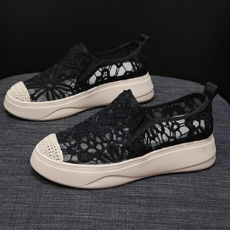 Dame Casual Floral Brodert Lace Sneakers