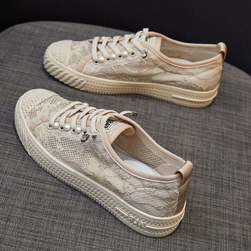 Dame Casual Snøre Espadrilles Comfy Pustende Mesh Joggesko