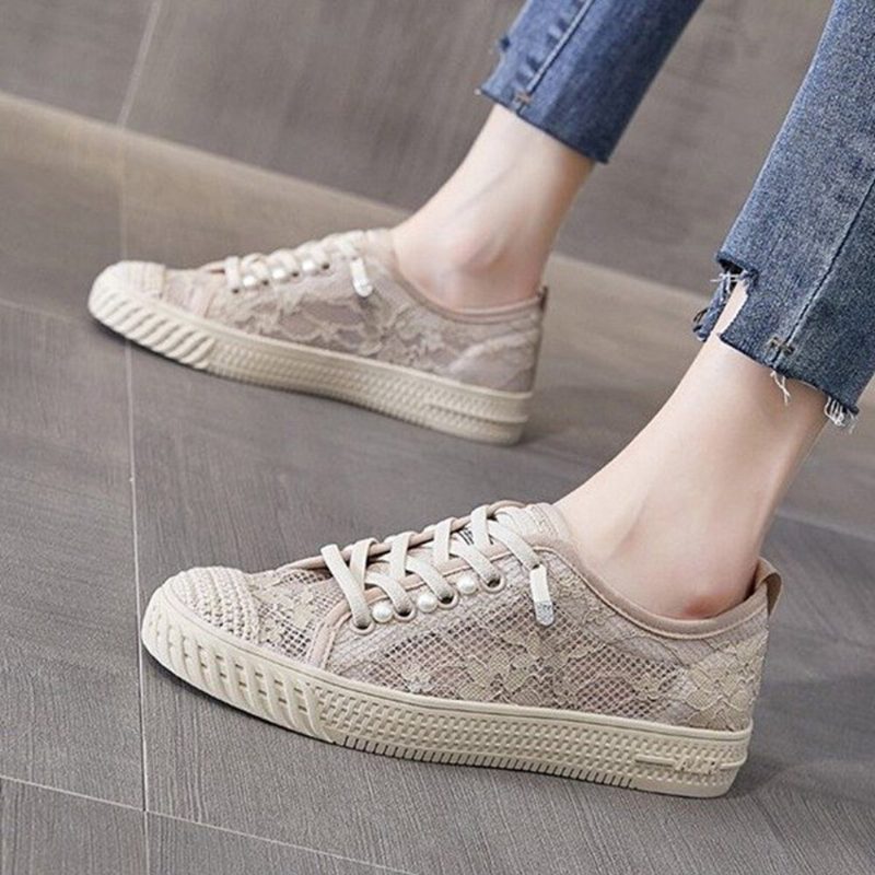 Dame Casual Snøre Espadrilles Comfy Pustende Mesh Joggesko