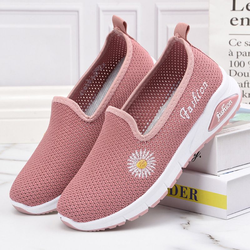 Dame Daisy Decor Mesh Comfy Pustende Casual Slip On Joggesko