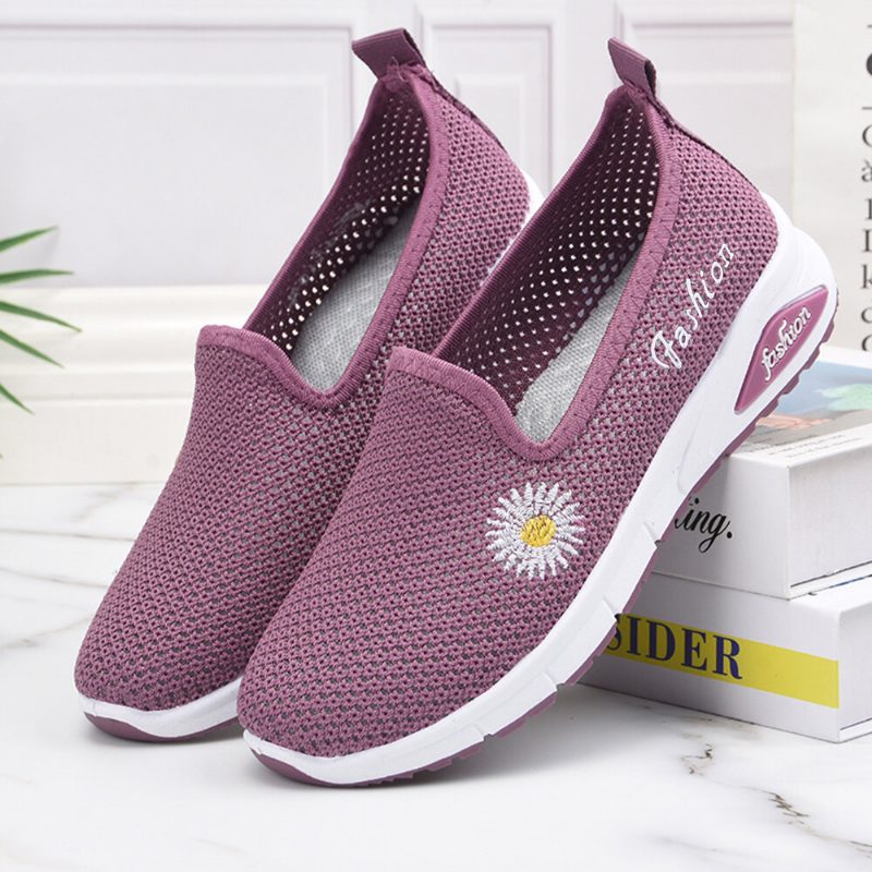 Dame Daisy Decor Mesh Comfy Pustende Casual Slip On Joggesko