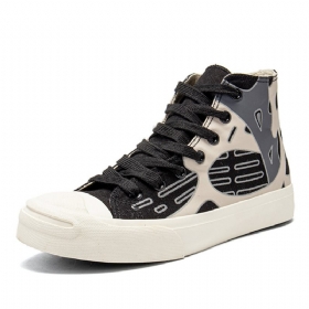 Dame Graffiti Snøring Høye Topper Chic Canvas Court Sneaker