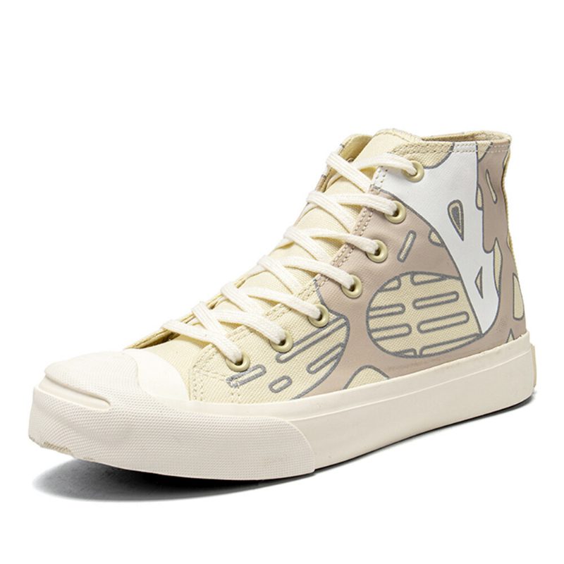 Dame Graffiti Snøring Høye Topper Chic Canvas Court Sneaker