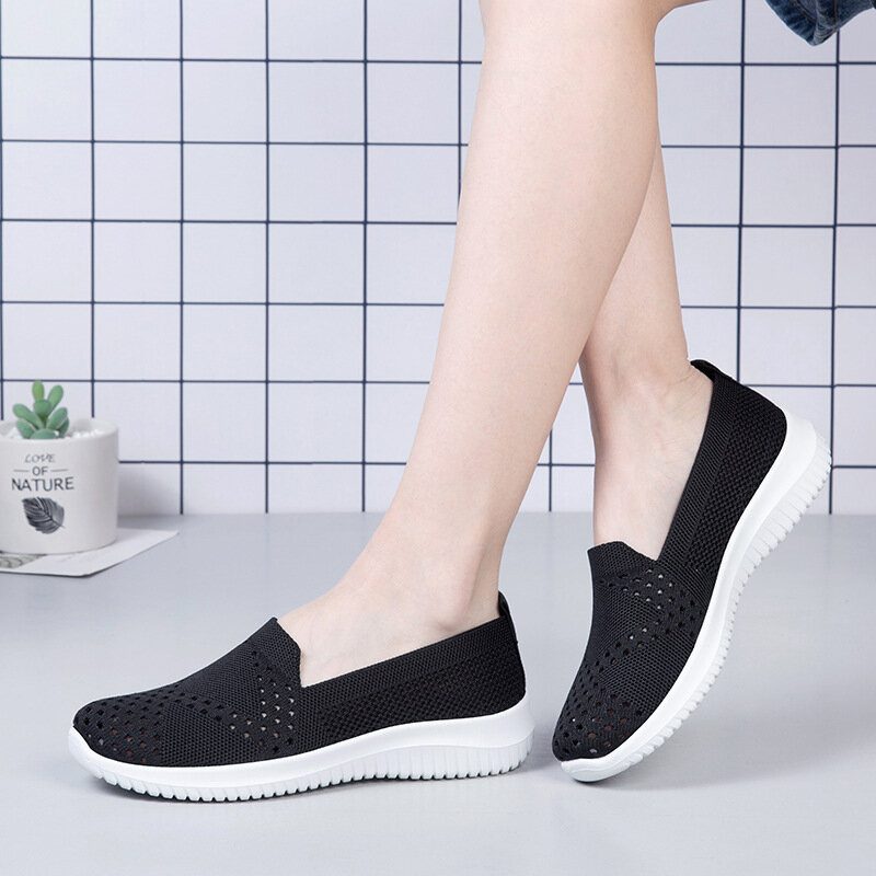 Dame Komfortable Mesh Slip On Mønster Sport Walking Sko