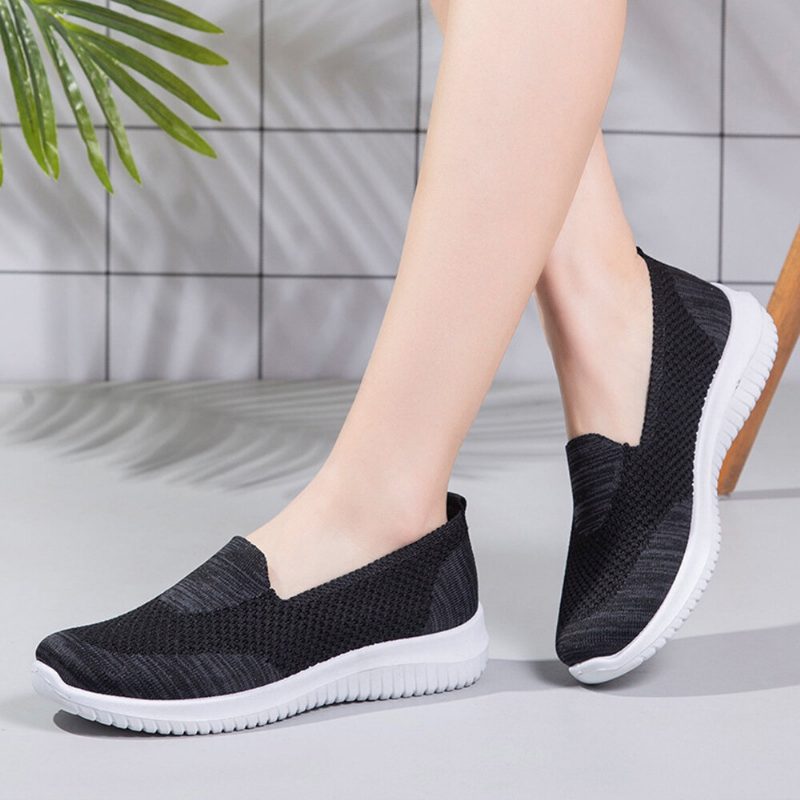 Dame Komfortable Mesh Slip On Mønster Sport Walking Sko