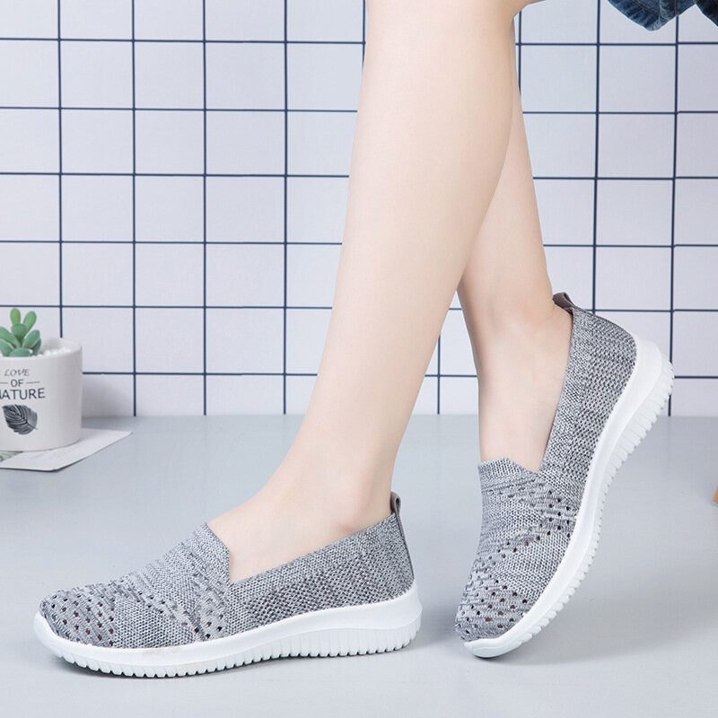 Dame Komfortable Mesh Slip On Mønster Sport Walking Sko