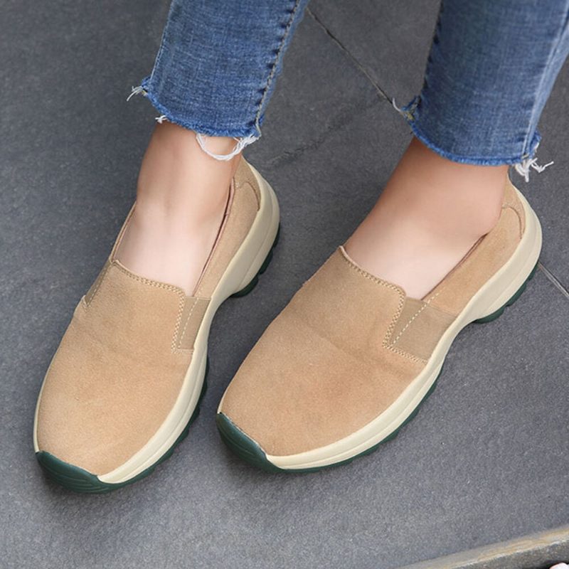 Dame Large Size Casual Faux Suede Slip On Chunky Sneakers