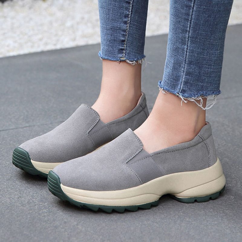 Dame Large Size Casual Faux Suede Slip On Chunky Sneakers