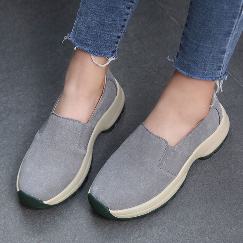 Dame Large Size Casual Faux Suede Slip On Chunky Sneakers