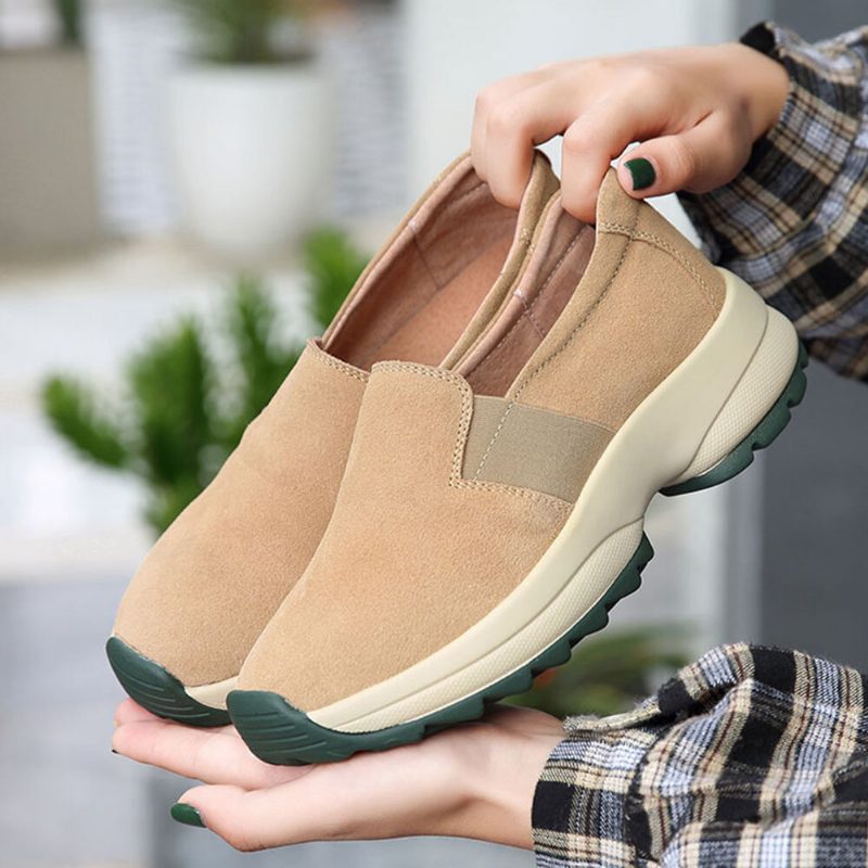 Dame Large Size Casual Faux Suede Slip On Chunky Sneakers