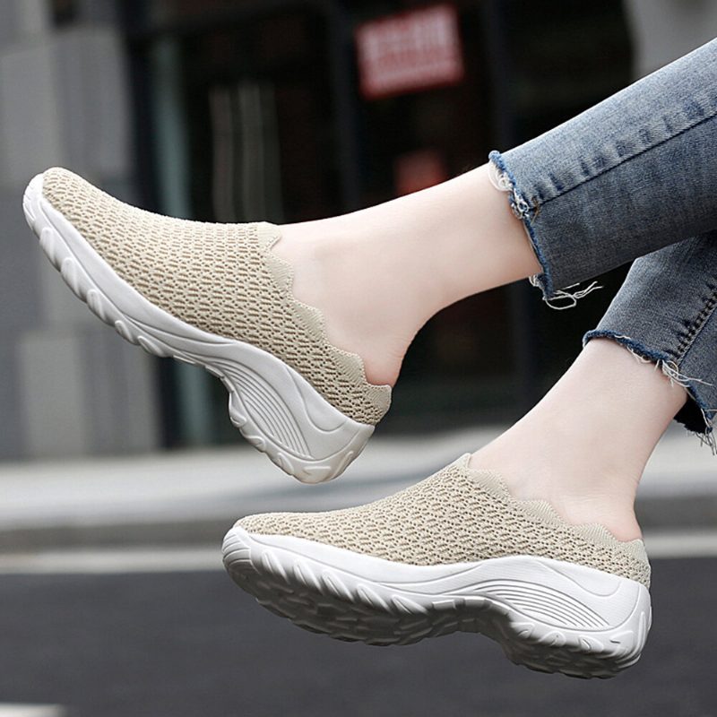 Dame Mesh Solid Color Platform Backless Sko