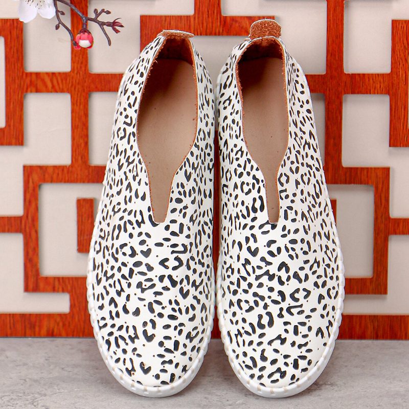 Kvinner Animal Printing Hule Pustende Slip On Casual Flate Sko