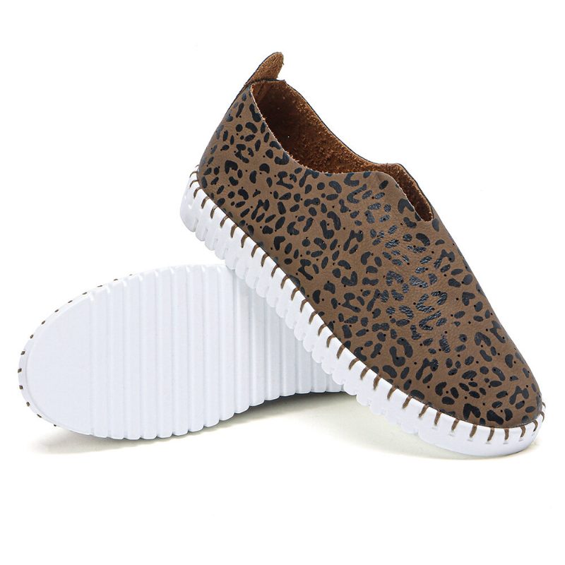 Kvinner Animal Printing Hule Pustende Slip On Casual Flate Sko