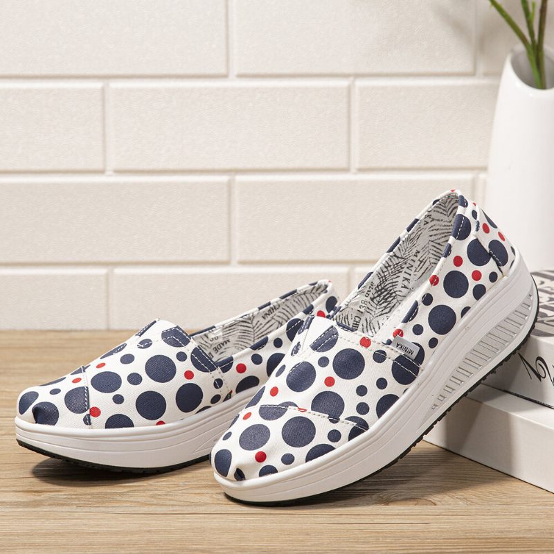 Kvinner Casual Print Cartoon Rocker Sole Slip-on Walking Sko